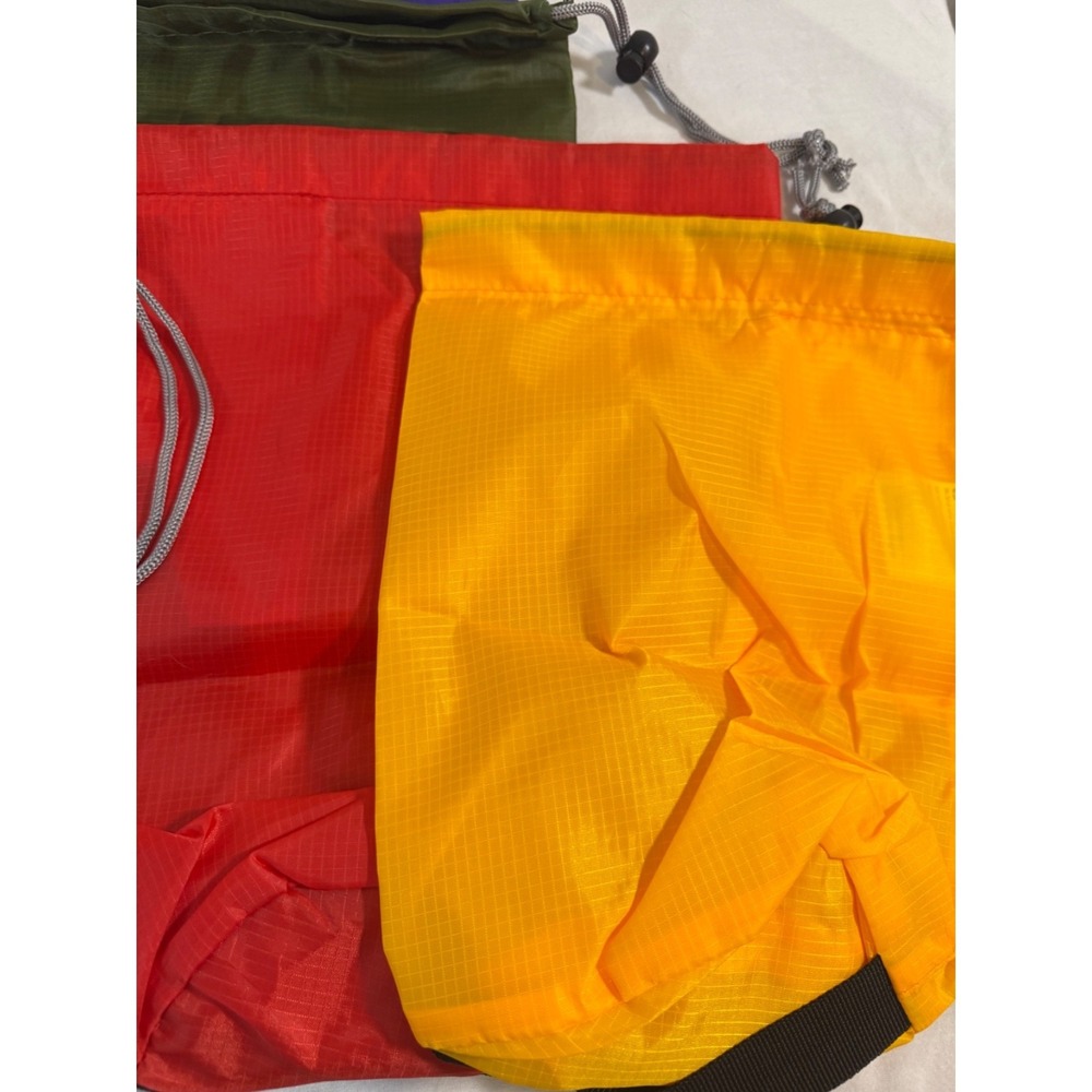 Set of 5 Nylon Drawstring Bags – Black, Purple, Green, Red, Yellow – Lightweight - Picture 3 of 3